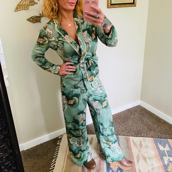 Vintage Pants - Vintage handmade green top and pant set